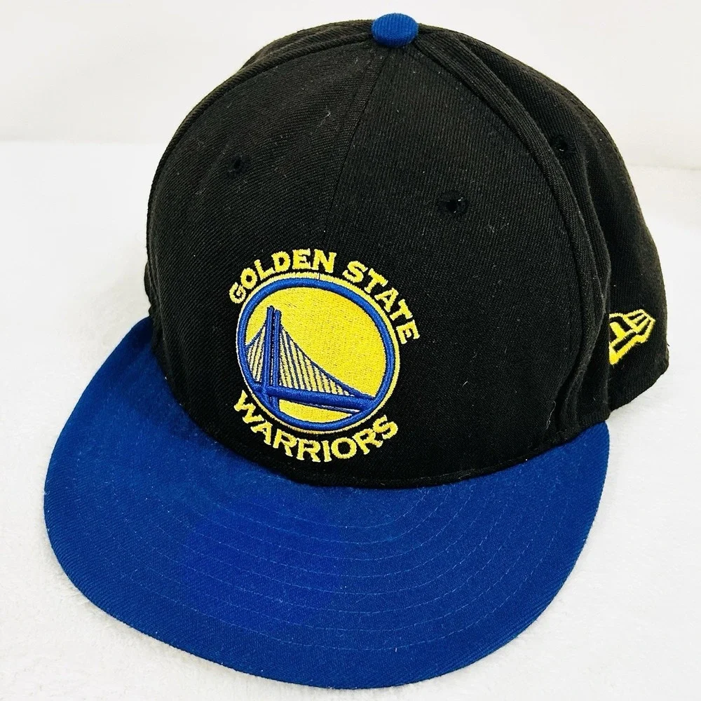 Golden State Warriors New Era 2-Tone 59FIFTY Fitted Hat Cap 7 1/2 NBA Black